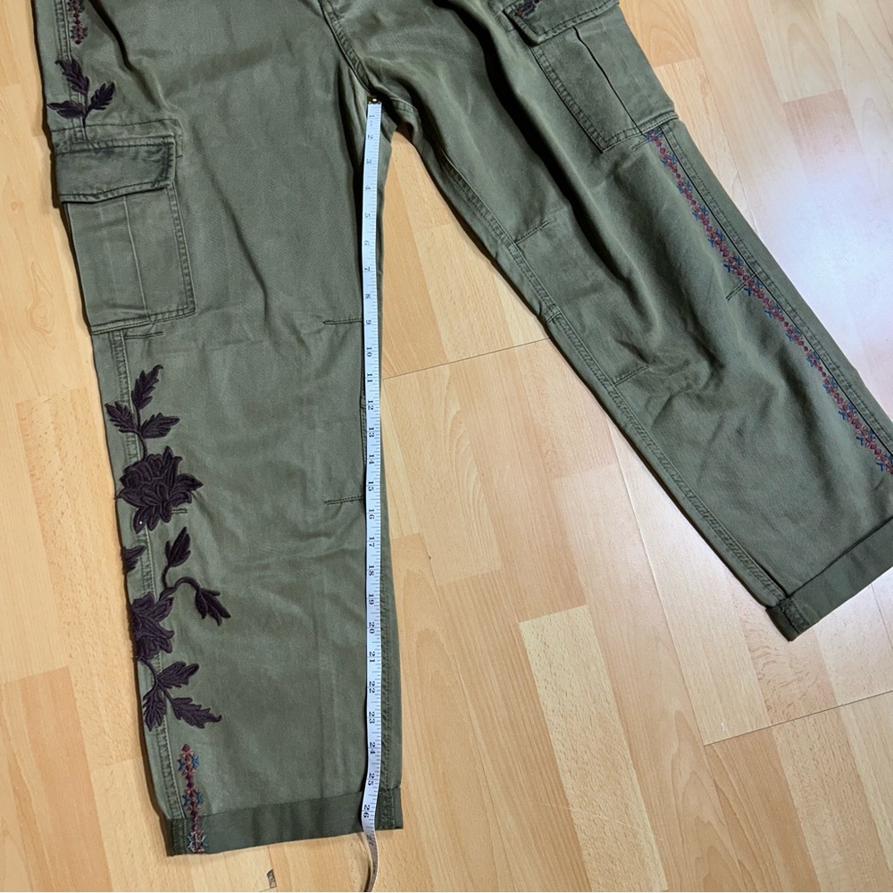 Sundance Olive Green Embroidered Cargo Pants Size 14 Boho Earthy - Picture 16 of 16